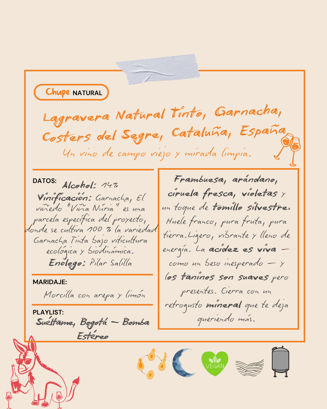 Lagravera Natural Tinto, Garnacha, Costers del Segre, Cataluña, España