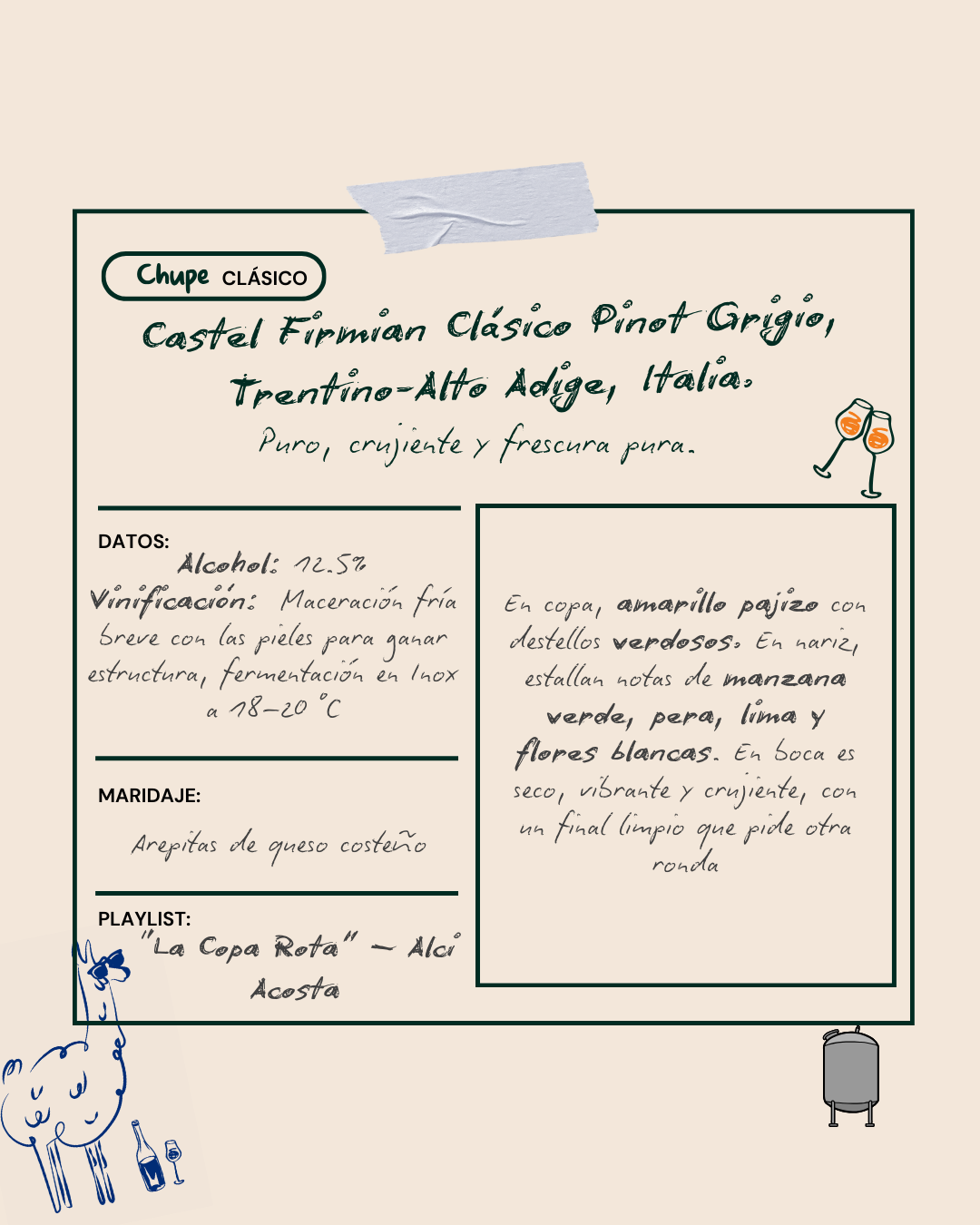 2022 Castel Firmian Clásico Pinot Grigio, Trentino-Alto Adige, Italia.