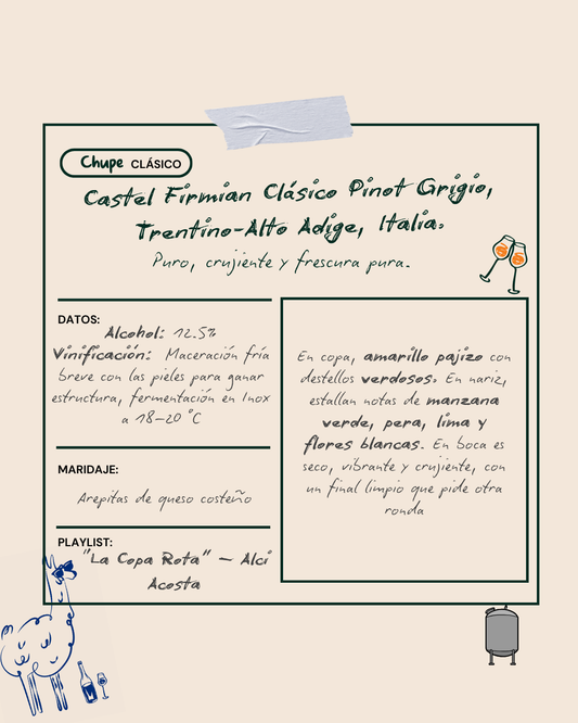 2022 Castel Firmian Clásico Pinot Grigio, Trentino-Alto Adige, Italia.