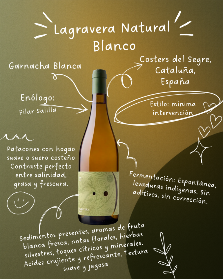 Lagravera Natural Blanco, Garnacha, Costers del Segre, Cataluña, España