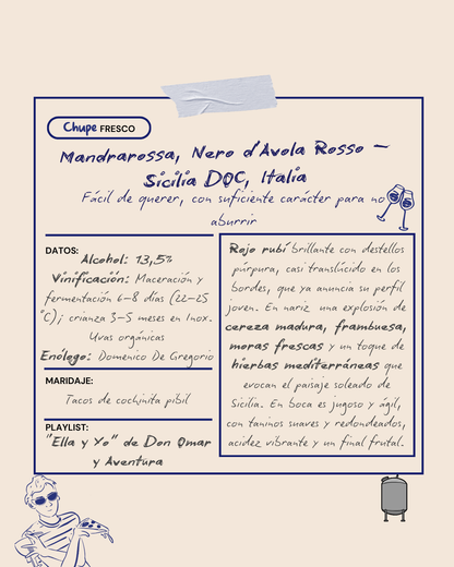 Mandrarossa, Nero D'Avola Rosso, Sicilia DOC, Italia.